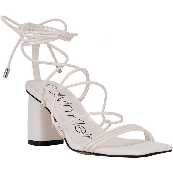 Calvin Klein Calista Strappy High Heel Sandals - 8M - White - Picture 1 of 5